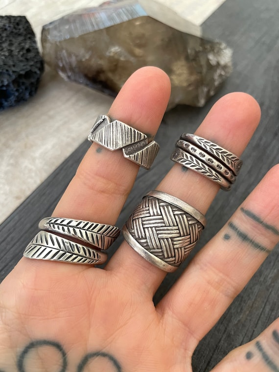 Chunky Silver Ring Chunky Rings Boho Ring Everyday Ring Simple Ring Statement Ring Thick Band Ring Braided Silver Ring Cool Ring Funky Ring Etsy UK