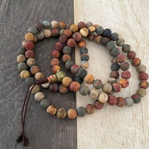 Mala Halskette Jaspis Halskette 108 Mala Perlen Meditationskette Mala Perlen 108 Mala Armband Bild Jaspis Mala Perlenarmband Erdige Mala Bild 8