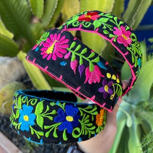 Floral Embroidered Headband: Colorful Mexican Fabric Headband