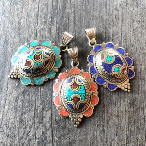 Nepali Jewelry Multi Color Necklace Multi Color Pendant Multi Stone Necklace Stacking Necklace Abstract Pendant Yoga Pendant Cool Pendant