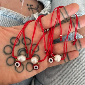 Rote Schnur Armband Rotes Faden Armband Rote Schnur des Schicksals Rote Schnur Armband Glücksarmband Nazar Armband Fadenarmband Perlenarmband Bild 2