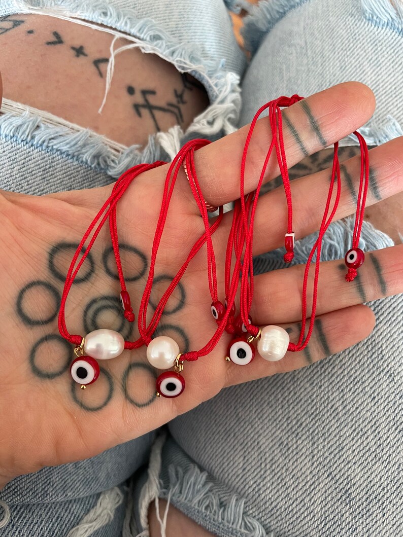 Rote Schnur Armband Rotes Faden Armband Rote Schnur des Schicksals Rote Schnur Armband Glücksarmband Nazar Armband Fadenarmband Perlenarmband Bild 2