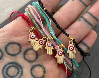 Hamsa Bracelet Evil Eye Bracelet Protection Bracelet Hamsa Charm Good Luck Bracelet Lucky Bracelet Evil Eye Hamsa Aesthetic Bracelet