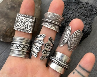Chunky Silver Ring Chunky Ring Hippie Ring Boho Ring Statement Ring Adjustable Ring Cool Ring Cool Mens Ring Edgy Ring Silver Thumb Ring