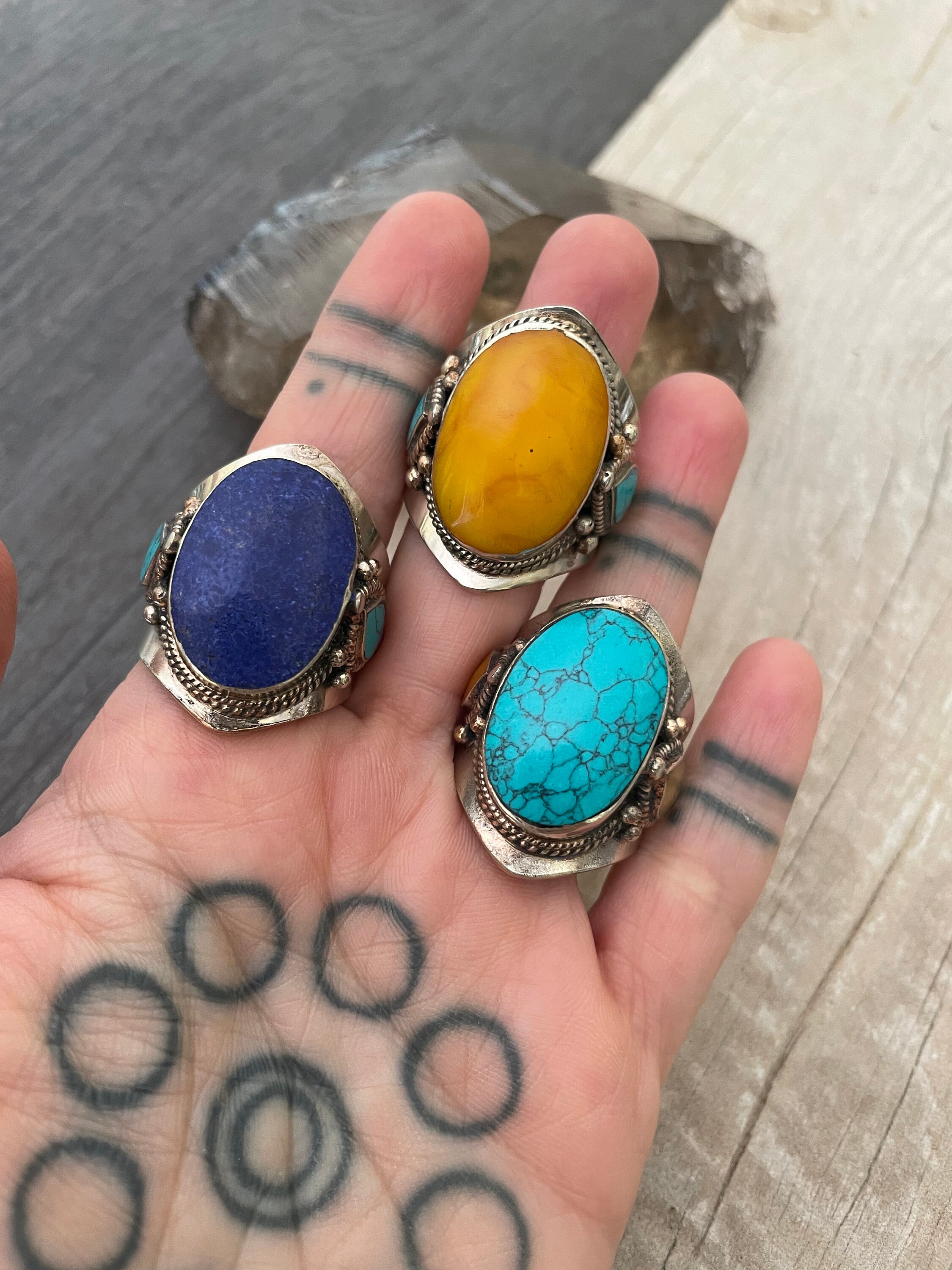 Big Stone Ring Oval Stone Ring Chunky Ring Big Rings Lapis