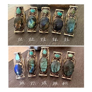 Labradorite Turquoise Two Stone Ring: Chunky Adjustable Gemstone Ring image 8