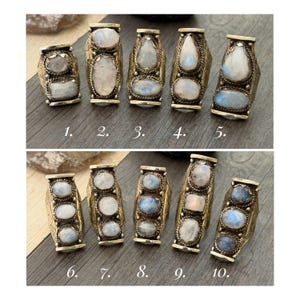 Semi Precious Ring Moonstone Ring Moon Stone Ring Three Stone Ring Chunky Ring Birth Stone Ring Cool Ring Edgy Ring Chunky Rings image 4