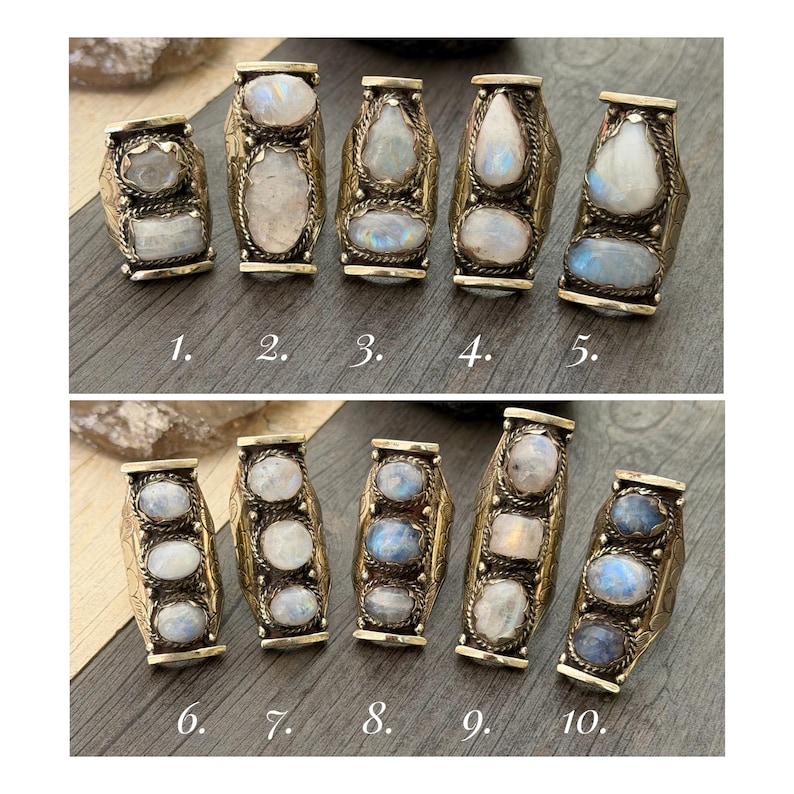 Semi Precious Ring Moonstone Ring Moon Stone Ring Three Stone Ring Chunky Ring Birth Stone Ring Cool Ring Edgy Ring Chunky Rings image 4