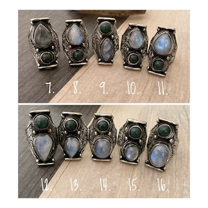 Jade Labradorite and Moonstone unisex rings, are bold and chunky perfect for making a statement. They are super comfy to wear at the same time. A distinctive touch to your outfit.