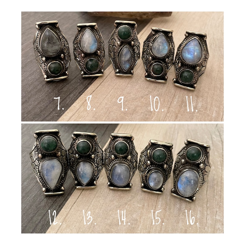 Jade Labradorite and Moonstone unisex rings, are bold and chunky perfect for making a statement. They are super comfy to wear at the same time. A distinctive touch to your outfit.