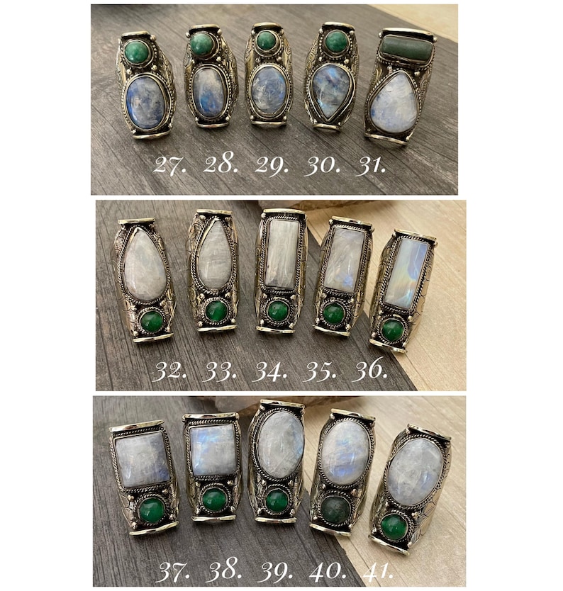 Jade Labradorite and Moonstone unisex rings, are bold and chunky perfect for making a statement. They are super comfy to wear at the same time. A distinctive touch to your outfit.