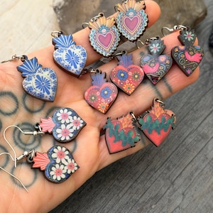 Sacred Heart Jewelry Alt Earrings Heart Earrings Sacred Heart Catholic Earrings Mexican Earrings Heart Shaped Earrings Alt Jewelry Indie image 12