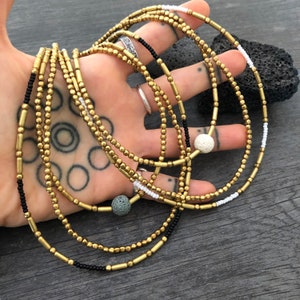 Brass Choker Brass Chokers Chic Choker Dainty Choker Cute Choker Lava Necklace Lava Rock Necklace  Sexy Choker Black Beaded Choker