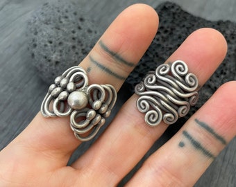 Chunky Silver Ring Chunky Ring Braided Ring Chunky Rings Statement Ring Hippie Ring Sterling Silver Ring Cool Ring Everyday Ring Rustic Ring