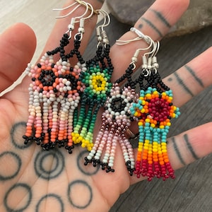 Beadwork Earrings Beaded Earrings Cute Earrings Y2k Earrings 90s Earrings Indie Earrings Cool Earrings Mexican Earrings Huichol Earrings