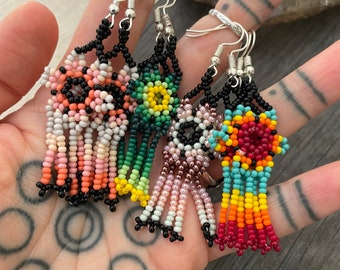 Beadwork Earrings Beaded Earrings Cute Earrings Y2k Earrings 90s Earrings Indie Earrings Cool Earrings Mexican Earrings Huichol Earrings