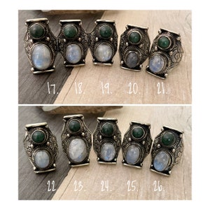 Jade Labradorite and Moonstone unisex rings, are bold and chunky perfect for making a statement. They are super comfy to wear at the same time. A distinctive touch to your outfit.