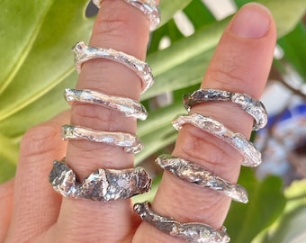 Handmade Textured Sterling Silver Stacking Ring: Organic Artisan Band