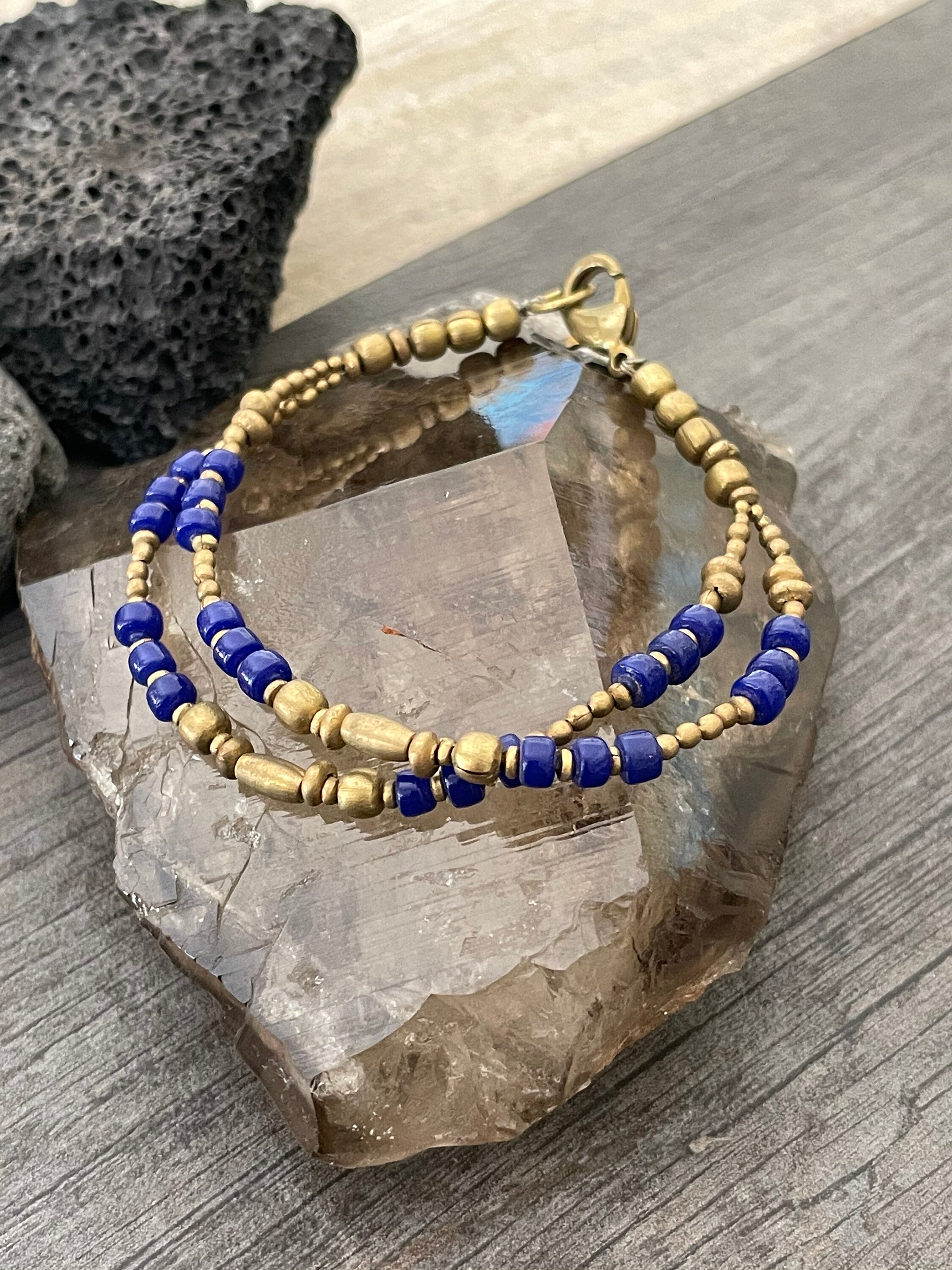 Brass Bracelet Beaded Bracelet Double Strand Bracelet Aesthetic 