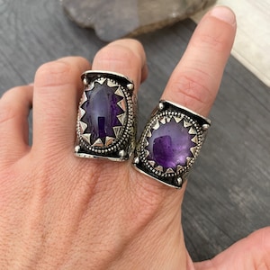 Amethyst Ring Large Amethyst Ring Purple Stone Ring Stone Ring Boho Ring Oval Ring Large Gemstone Ring Large Stone Ring Chunky Ring Big Ring