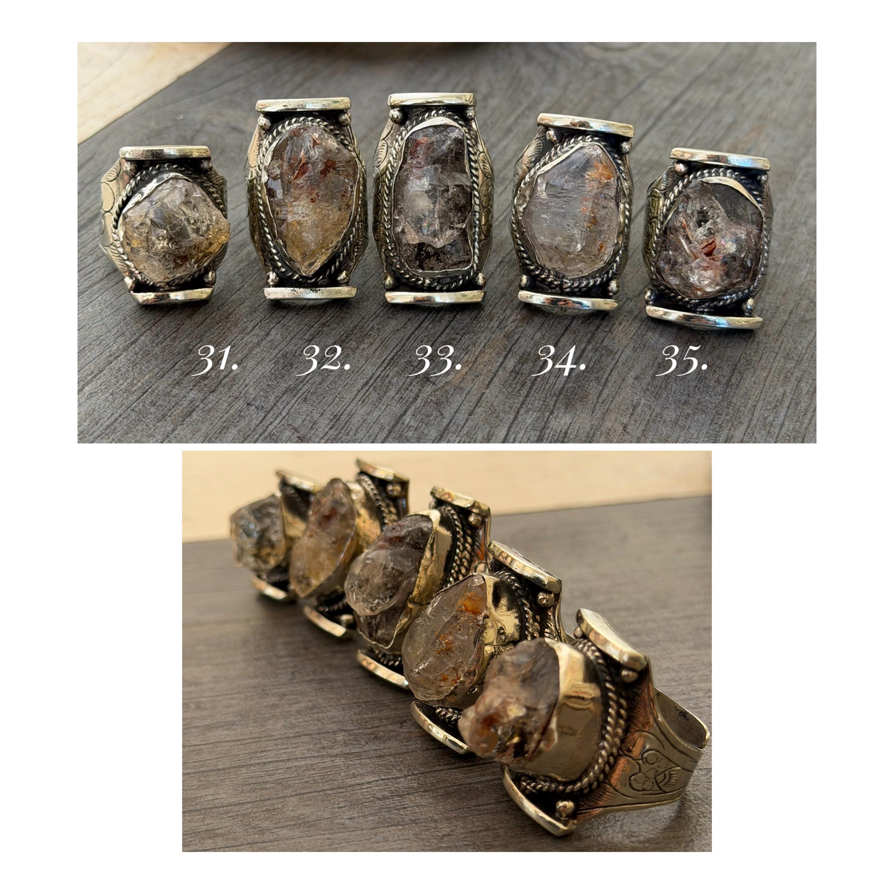 天然シトリンステートメントリング：調節可能なクリスタル 