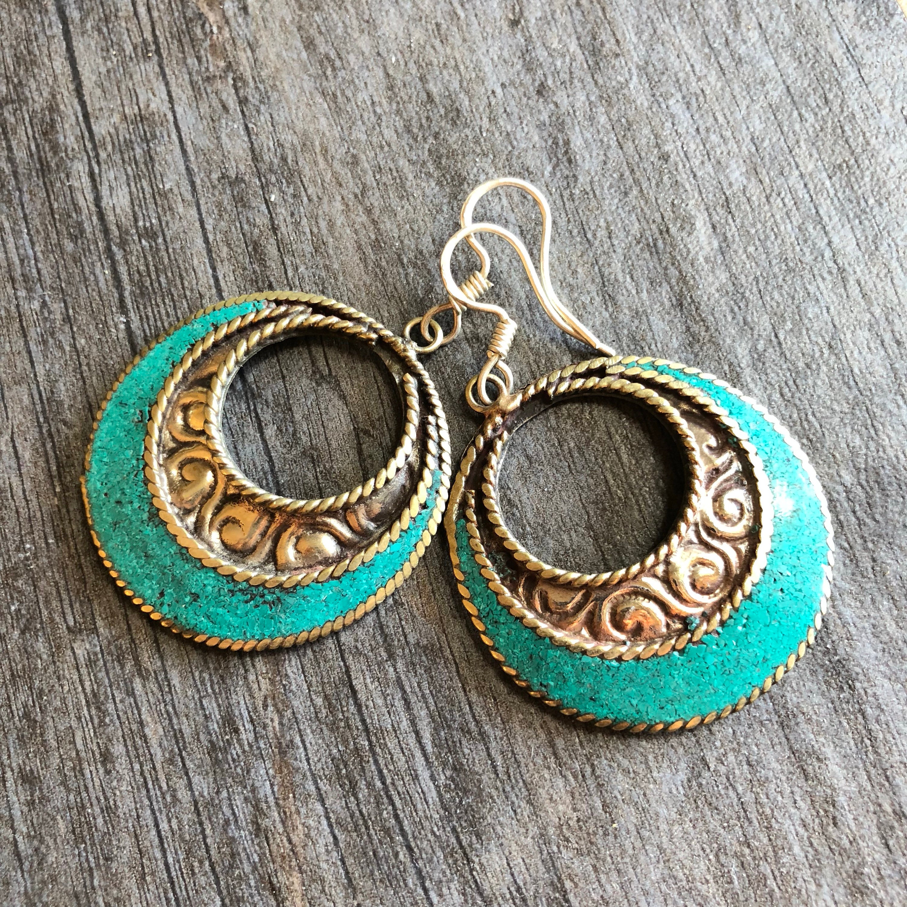 Big round earrings big ethnic earrings round stone earrings Etsy