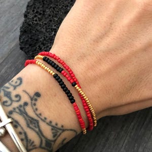 Kleine kralenarmband Stringarmbandenset Stijlvolle armband Surfer-armband Dames Dunne zwarte armband Dunne koordarmband Draadarmband