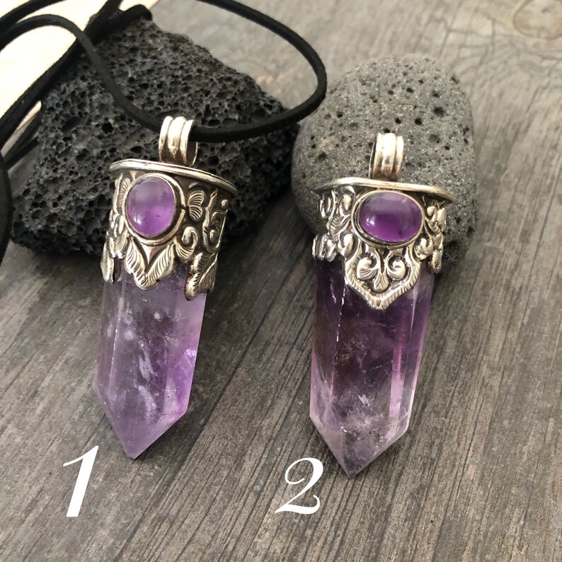 Amethyst Necklace Amethyst Pendant Big Pendant Necklace Chakra Pendant Ethnic Necklace Sterling Silver Pendant Raw Amethyst Pendant