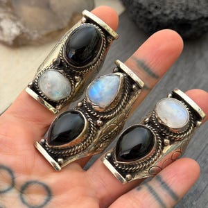 Chunky Black Onyx Statement Ring: Adjustable Gemstone Ring