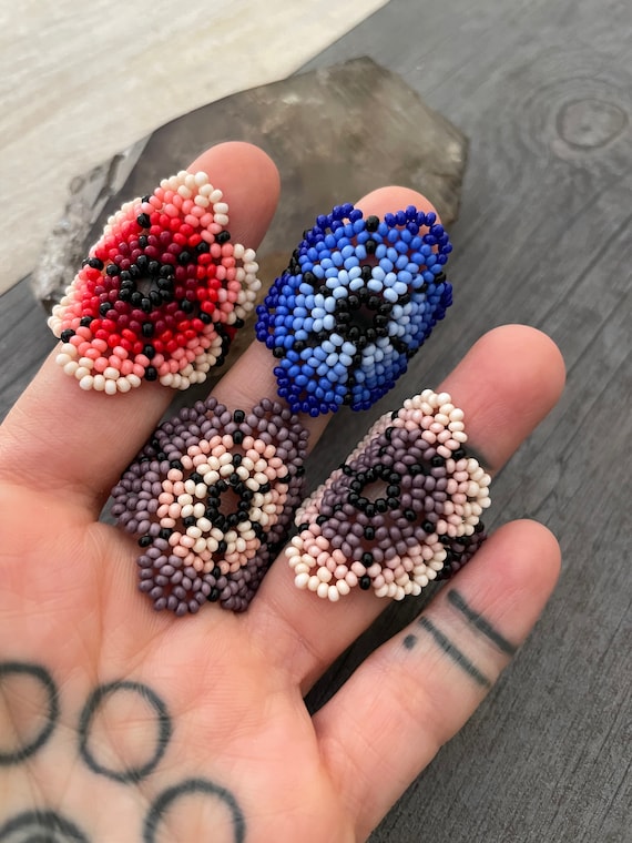 Bague de fleur Cottagecore Bague mexicaine Anneaux faits maison Bague esthetique Chunky Bague florale Bague perlee Bague coloree Bague a la mode Etsy France