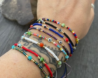 Pulsera de mal de ojo Pulsera de buena suerte Pulsera de mal de ojo Pulsera de protección Pulseras de mal de ojo Pulsera de mal de ojo arcoíris Pulsera Nazar Pulsera Ojo