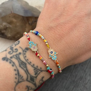 Hamsa Evil Eye Bracelet Hamsa Bracelet Protection Bracelet Evil Eye Jewelry Good Luck Bracelet Lucky Bracelet Aesthetic Bracelet Evil Eye image 3