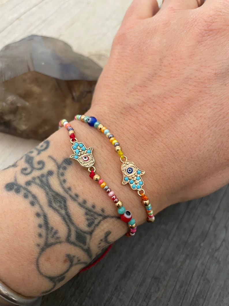 Hamsa Evil Eye Bracelet Hamsa Bracelet Protection Bracelet Evil Eye Jewelry Good Luck Bracelet Lucky Bracelet Aesthetic Bracelet Evil Eye image 3