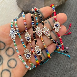 Hamsa Evil Eye Bracelet Hamsa Bracelet Evil Eye Bracelet Protection Bracelet Good Luck Bracelet Evil Eye Hamsa Lucky Bracelet All Seeing Eye