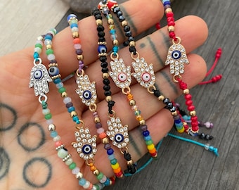 Hamsa Evil Eye Bracelet Hamsa Bracelet Evil Eye Bracelet Protection Bracelet Good Luck Bracelet Evil Eye Hamsa Lucky Bracelet All Seeing Eye