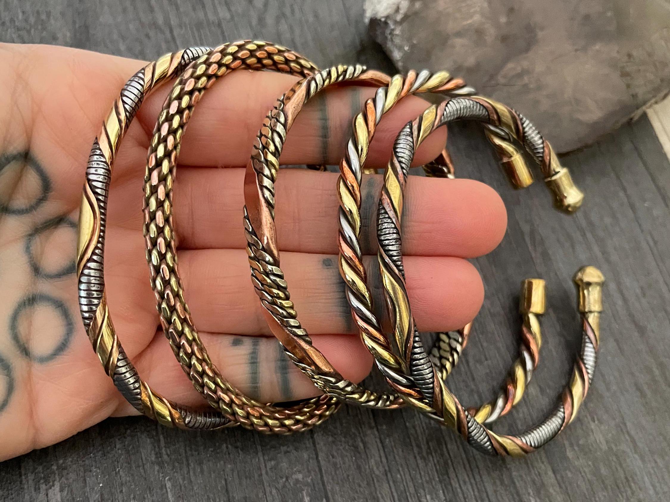 Mixed Metal Cuff Bracelet: Copper, Brass & Iron - Open Bangle - Etsy