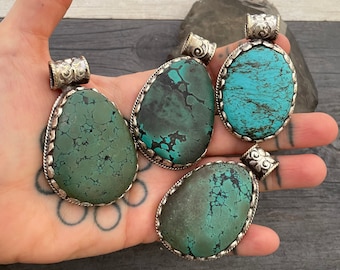 Pendant Necklace Turquoise Jewelry Turquoise Necklace Gemstone Necklace Big Pendant Necklace Big Stone Necklace Cool Pendant Focal Pendant