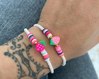 Braccialetto Fragola Gioielli Indie Gioielli Fragola Braccialetto Bacche Braccialetto Kandi Braccialetto Pastello Braccialetto Estetico Braccialetto Y2k