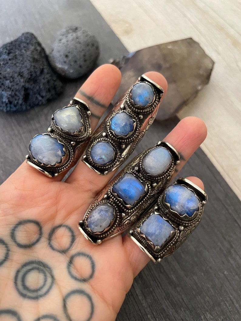 Unisex chunky Moon Stone rings. The perfect everyday jewelry.