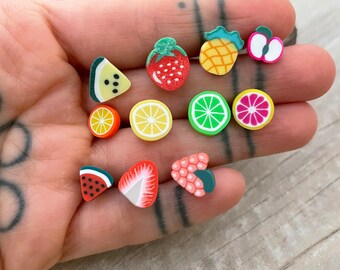 Fruit Earrings Fruit Stud Earrings Strawberry Earrings Pineapple Earrings Lemon Earrings Kawaii Earrings Watermelon Earrings Apple Earrings