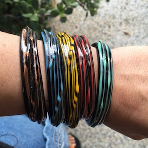 Glass Bangles Art Glass Bracelet Fused Glass Bracelet Multicolor Bangles Colorful Bangles Designer Bangles Yellow Bangle Black Bangle