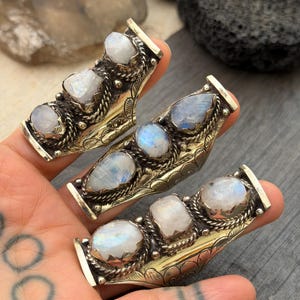 Semi Precious Ring Moonstone Ring Moon Stone Ring Three Stone Ring Chunky Ring Birth Stone Ring Cool Ring Edgy Ring Chunky Rings image 19