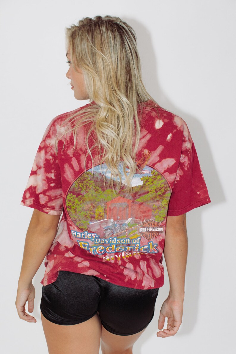 Vintage Harley Davidson Tee Bleach Dye Maryland Large
