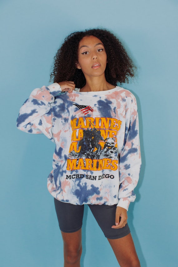 Vintage Sweatshirt || Tie Dye Marines