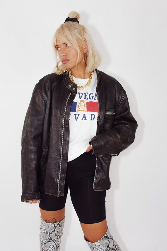 Vintage 90s Leather Biker Jacket || 90s Jacket ||