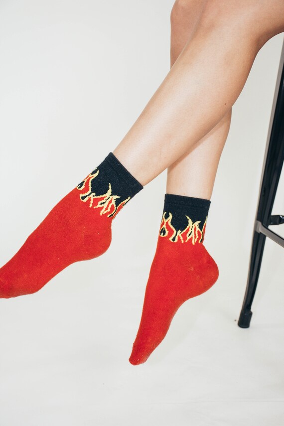 Flame socks || 90s Flame Socks || Flame Print Sock