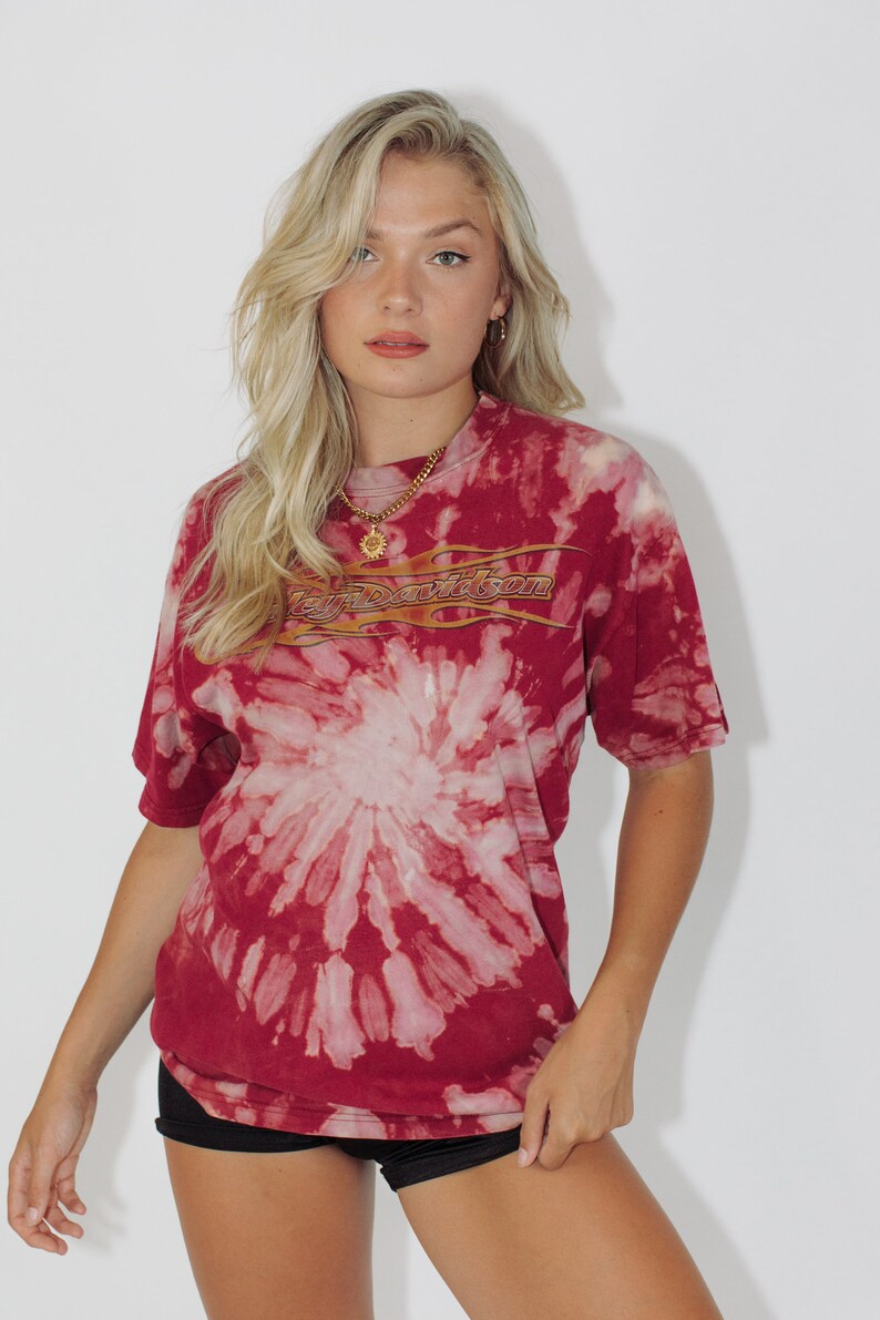Vintage Harley Davidson Tee Bleach Dye Maryland Large
