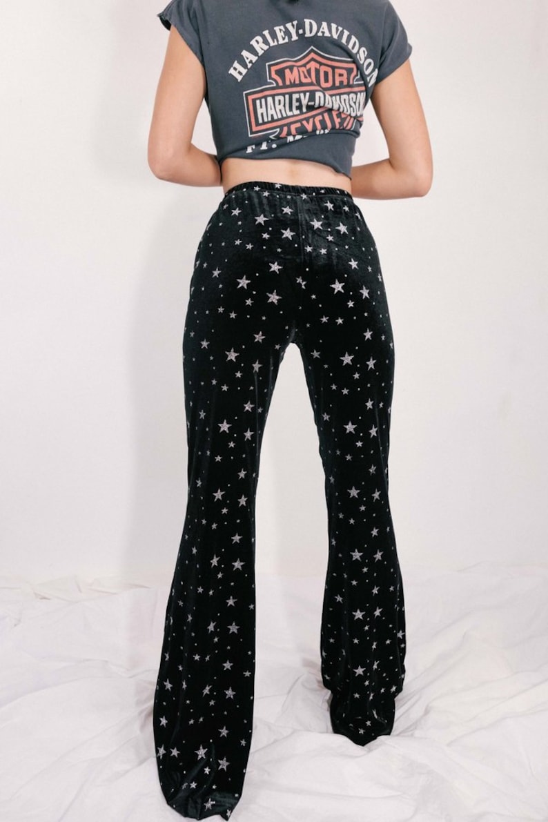 black trousers with glitter stripe