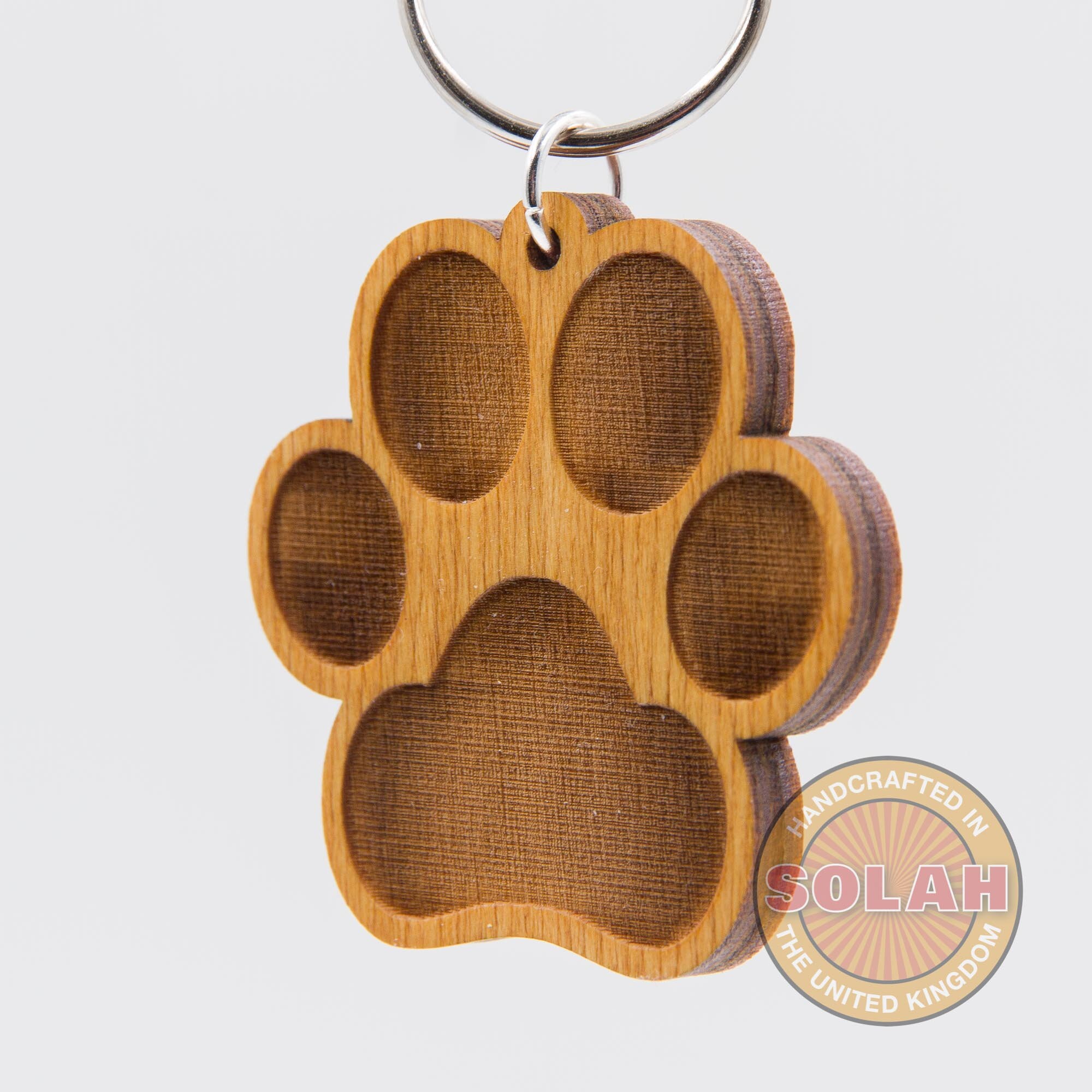Paw Print Keychain Dog Paw Cat Paw Carved Wood Key Ring Etsy