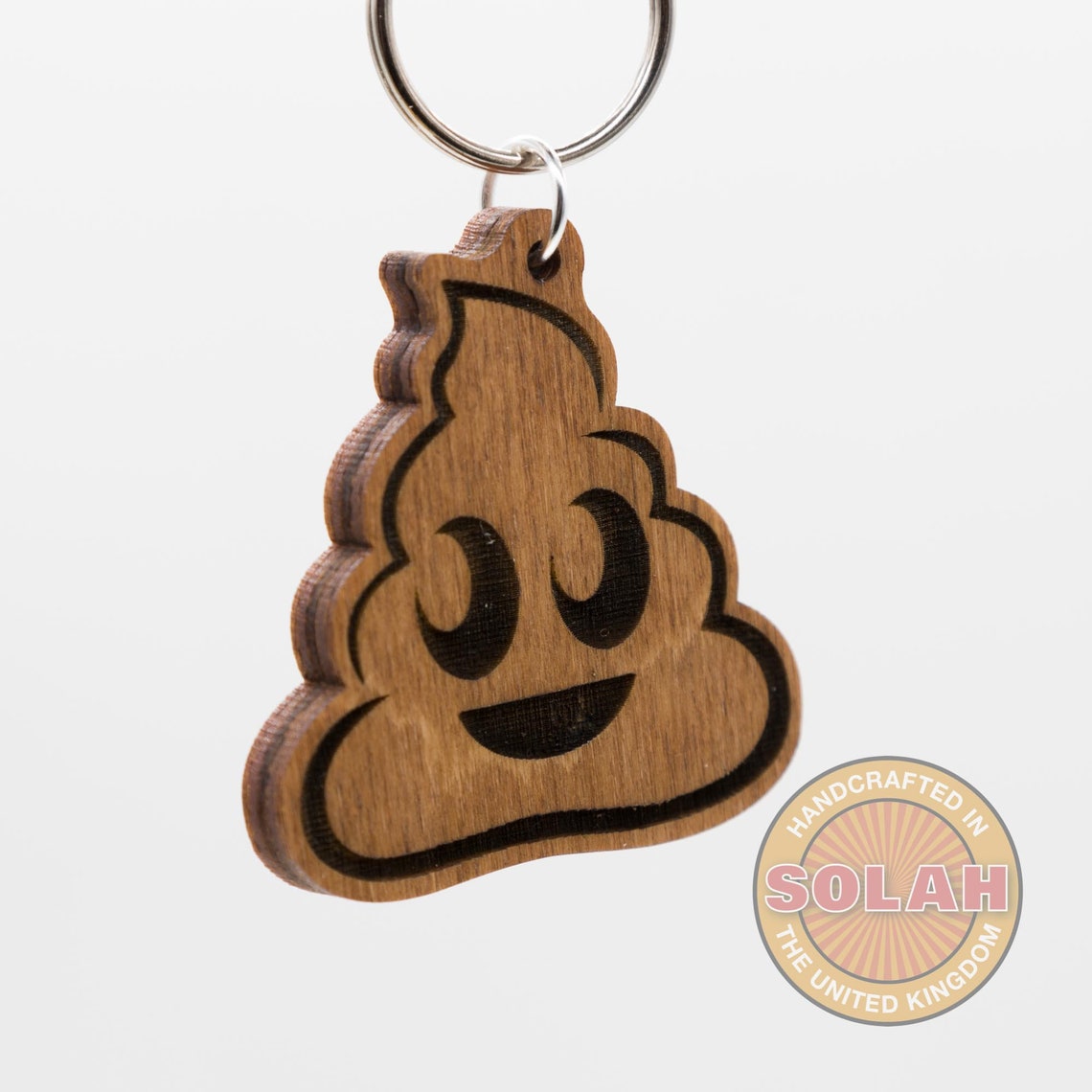Poop Emoji Keychain Wooden Engraved Charm Pile of Poo Etsy